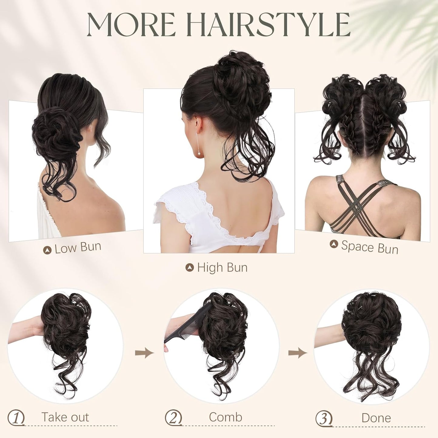 Claw Clip Messy Bun Hair Piece Curly Wavy Hair Bun Clip in Claw Chignon Ponytail Extensions Synthetic Tousled Updo with Tendrils Hairpieces Accessories Scrunchies for Women, Silver Grey