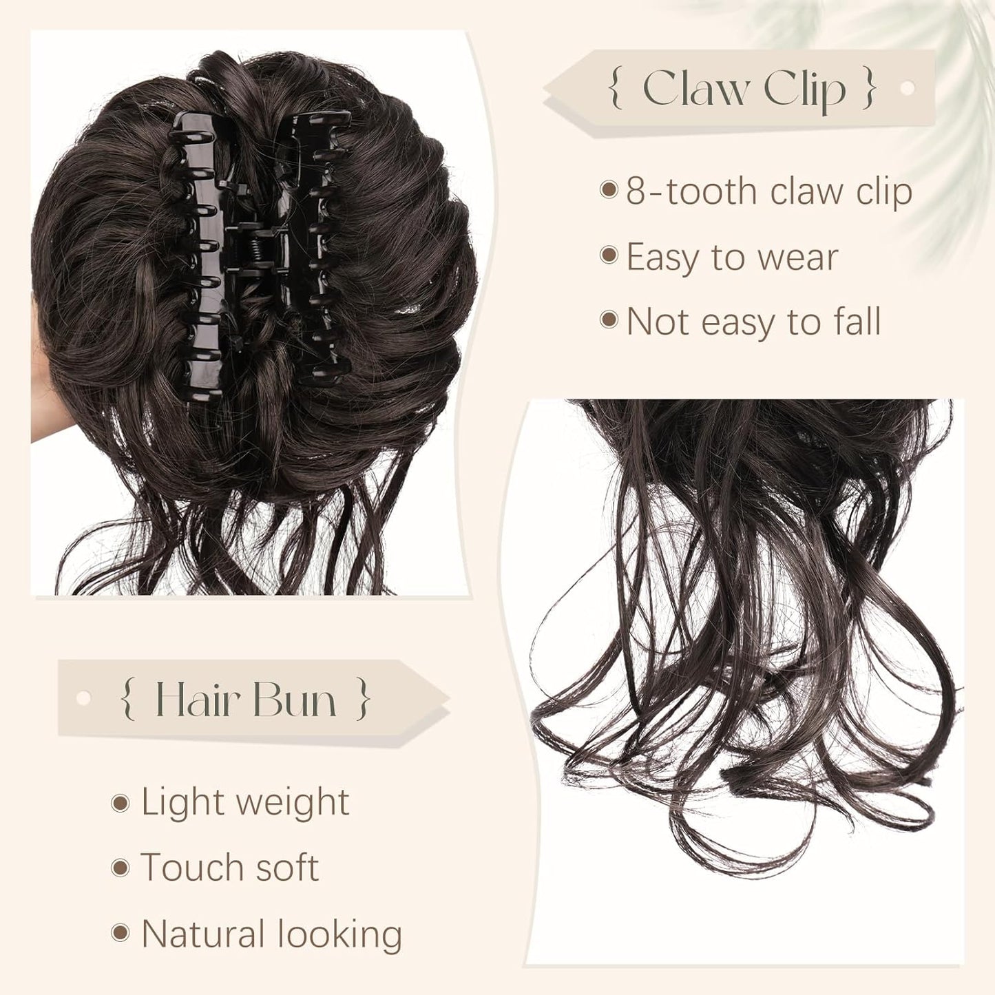 Claw Clip Messy Bun Hair Piece Curly Wavy Hair Bun Clip in Claw Chignon Ponytail Extensions Synthetic Tousled Updo with Tendrils Hairpieces Accessories Scrunchies for Women, Silver Grey